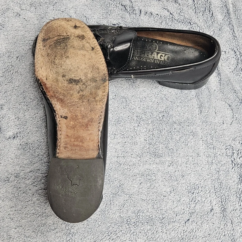 Vintage Sebago Loafers Mens 10 Black Leather Tassel Made in USA Slip On Shoes